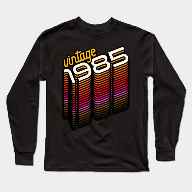 Vintage Made in 1985 ))(( Retro Birthday Year Gift Long Sleeve T-Shirt by darklordpug